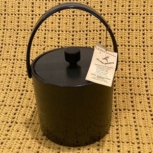 Vintage NWT Mid-Century Ice Bucket Black Wet Look Vinyl MCM Original Box